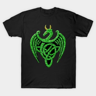 Faux Green Glitter Celtic Dragon T-Shirt